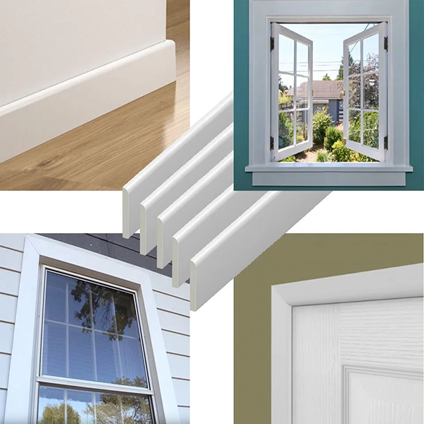 950mm UPVC Architrave White Plastic Glossy Skirting Board - Window / Door Trim (Pack of 5)