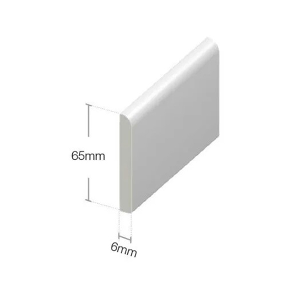 950mm UPVC Architrave White Plastic Glossy Skirting Board - Window / Door Trim (Pack of 5)