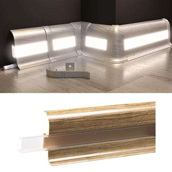 Accessories and PVC Skirting Board Flooring Trim in Brushed Aluminium 