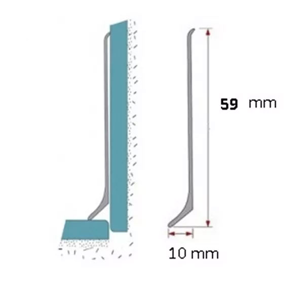 Anodized Aluminium 59mm High Skirting Board - PVC Accessories