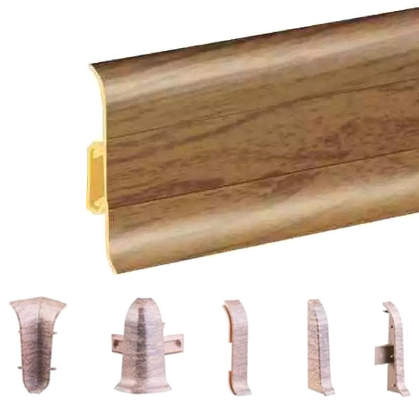 Cable Cover Flexible Edges & PVC Walnut Skirting Board with Accessories 