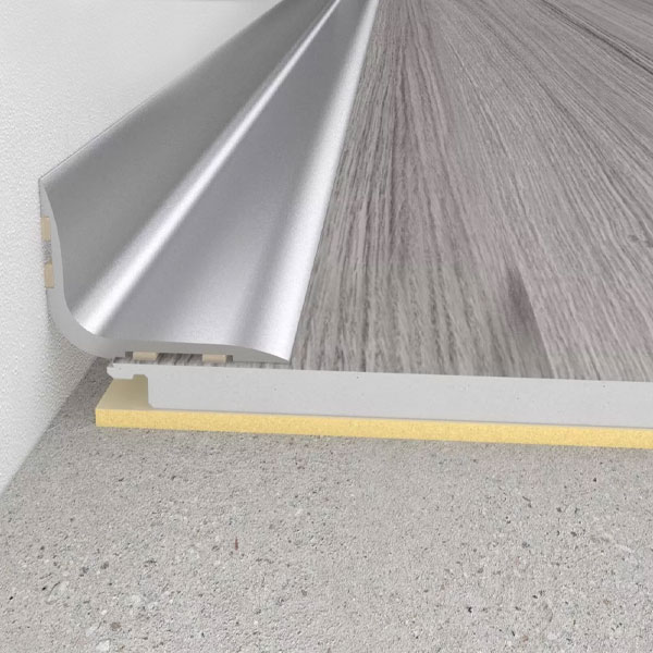 Self-Adhesive Brushed Aluminium Skirting Board - 0.93m Long