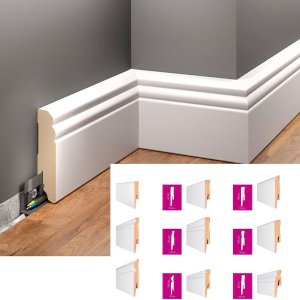 White 2.42m MDF Skirting Board for Modern Appearance